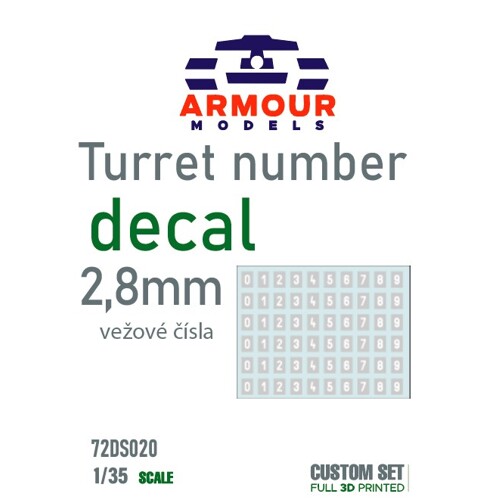 Decals - Vežové čísla ČSĽA 2,8 mm 1:72
