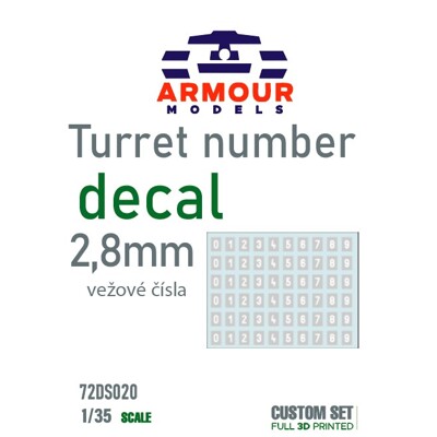 Decals - Vežové čísla ČSĽA 2,8 mm 1:72